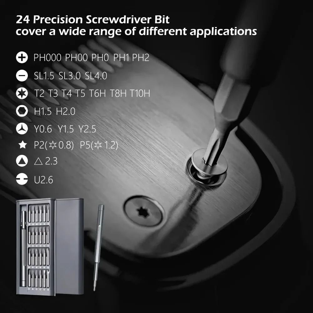 25in1 Precision Magnetic Screwdriver Set With MultiBits For IPhone PC Watch Camera Glasses Repairs 4