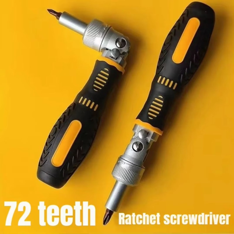 72Tooth Ratchet TwoWay Screwdriver Set With Bendable Handle And MultiBits LaborSaving Household Ma 3