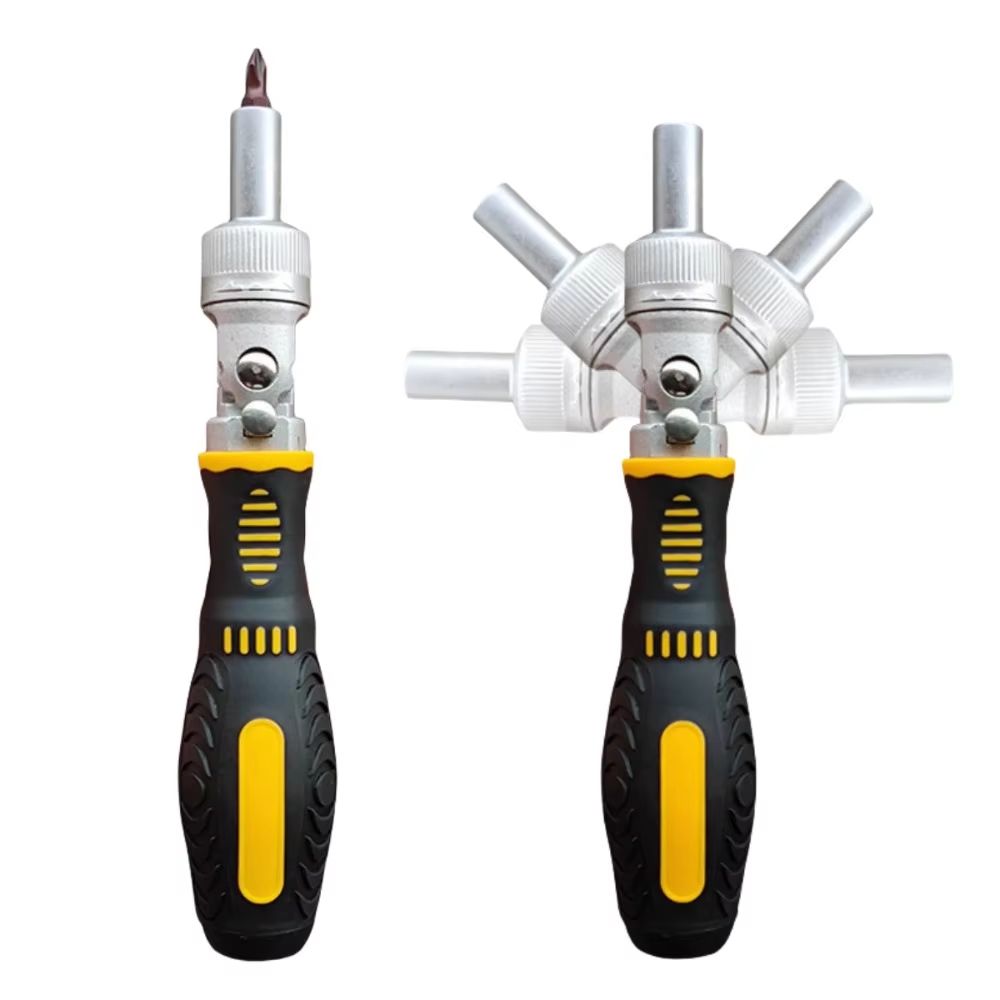 72Tooth Ratchet TwoWay Screwdriver Set With Bendable Handle And MultiBits LaborSaving Household Ma 5