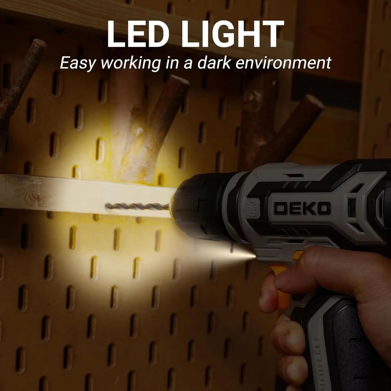 DEKO 12V Cordless Power Drill With 38 Inch Keyless Chuck In Portable Tool Kit Gift Box 4