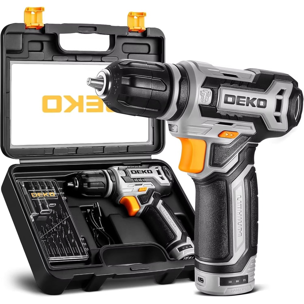 DEKO 12V Cordless Power Drill With 38 Inch Keyless Chuck In Portable Tool Kit Gift Box 6