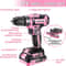 DEKO Pink 20V Cordless Power Drill Kit With Battery And Portable Tool Box 1