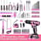DEKO Pink 20V Cordless Power Drill Kit With Battery And Portable Tool Box 2