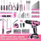 DEKO Pink 20V Cordless Power Drill Kit With Battery And Portable Tool Box 2