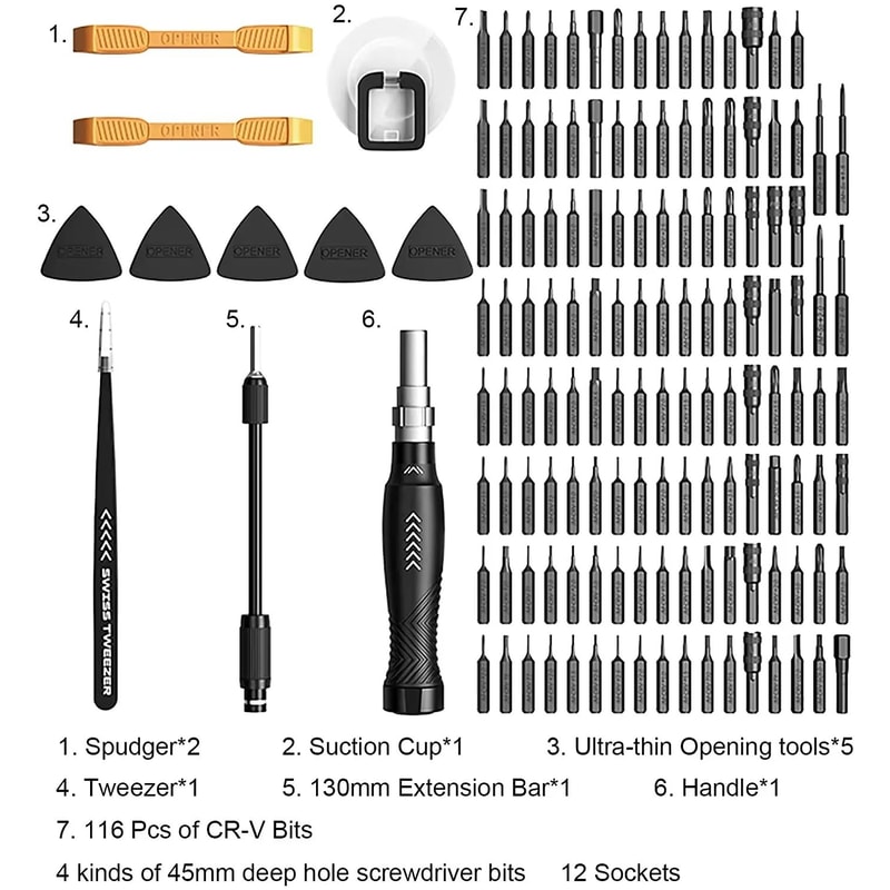 145 In 1 Precision Screwdriver Set Professional Electronics Repair Tool Kit With Magnetic Driver An 2