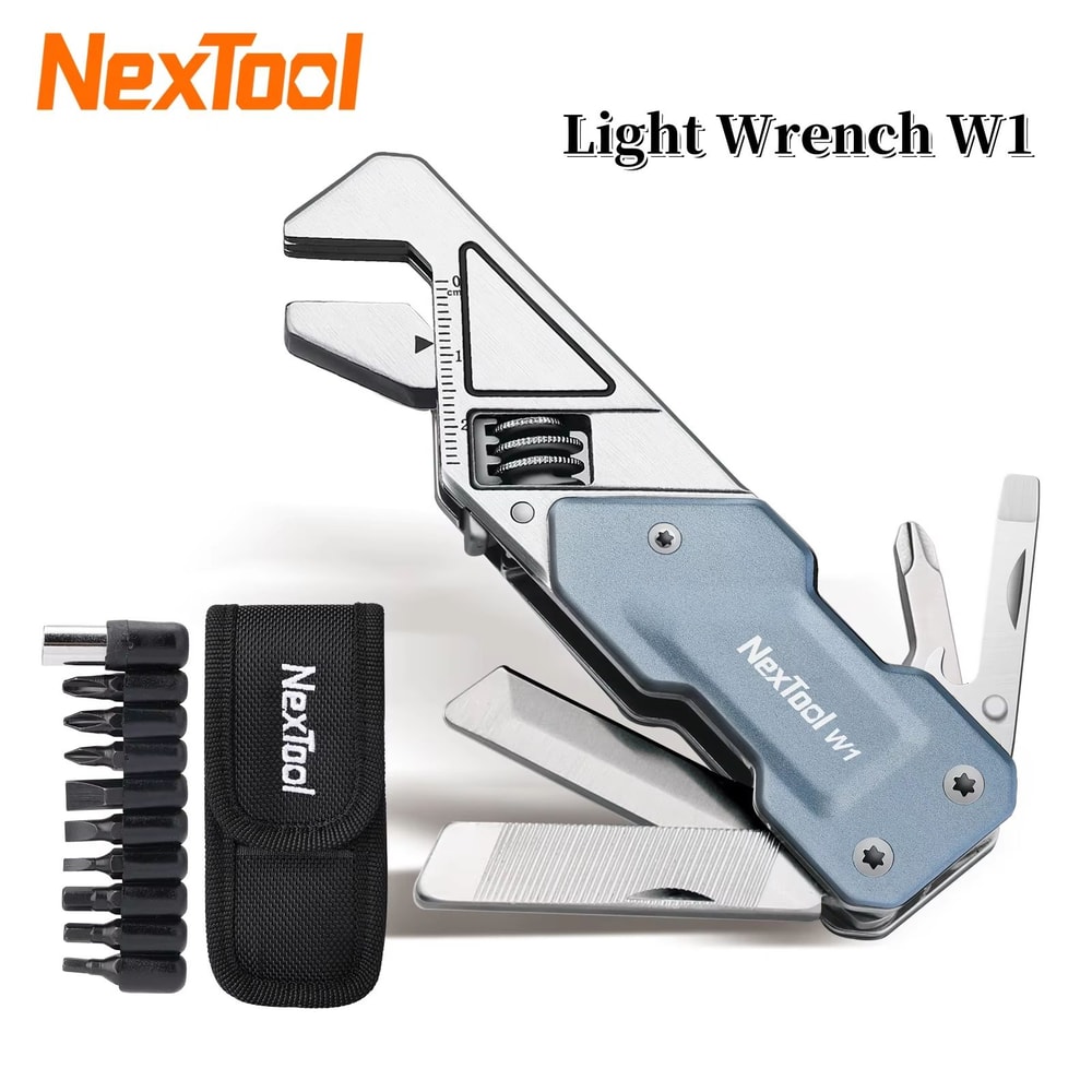 NexTool 6in1 EDC Adjustable Wrench Multitool With Screwdriver Bits Pocket Knife File And Bottle Ope 0