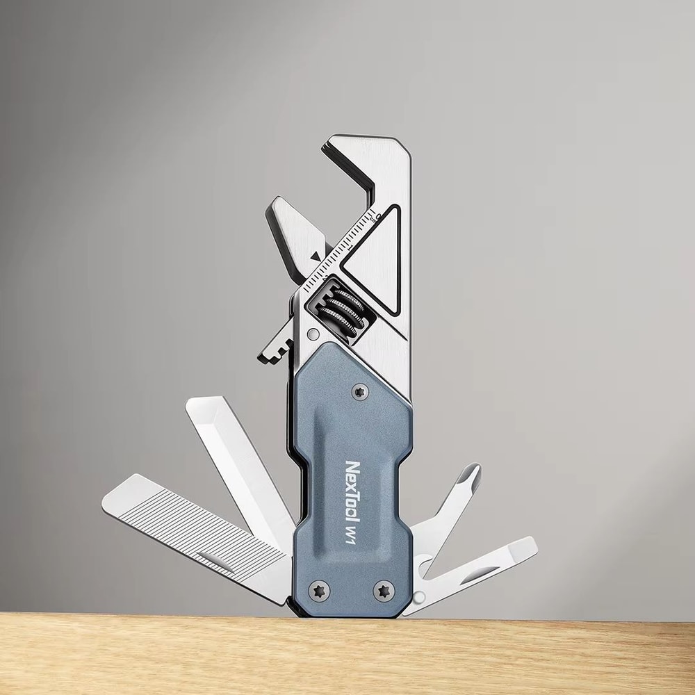 NexTool 6in1 EDC Adjustable Wrench Multitool With Screwdriver Bits Pocket Knife File And Bottle Ope 6