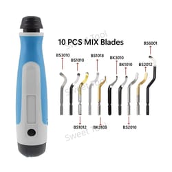 deburring tool kit with ng1000 handle and 10 rotary blades for metal plastic finishing