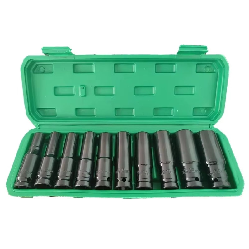 10PCS 12 Drive Metric Deep Impact Socket Set 6Point For Air Pneumatic And Auto Repair 1