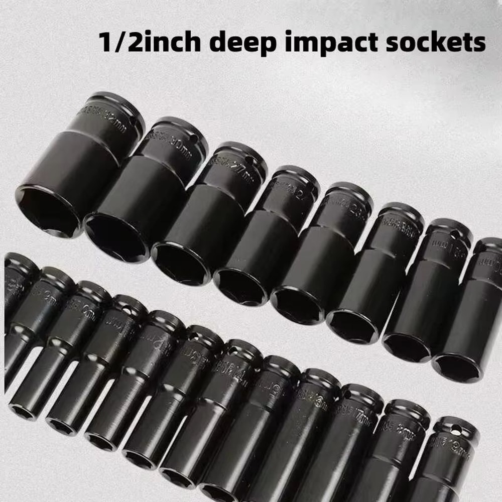 10PCS 12 Drive Metric Deep Impact Socket Set 6Point For Air Pneumatic And Auto Repair 3