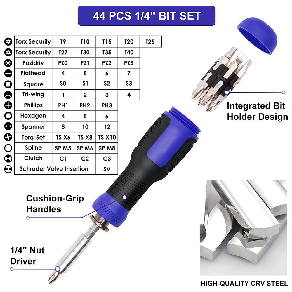 191Piece Precision Screwdriver Set With 14 Inch Nut Driver For Electronics Repair 3