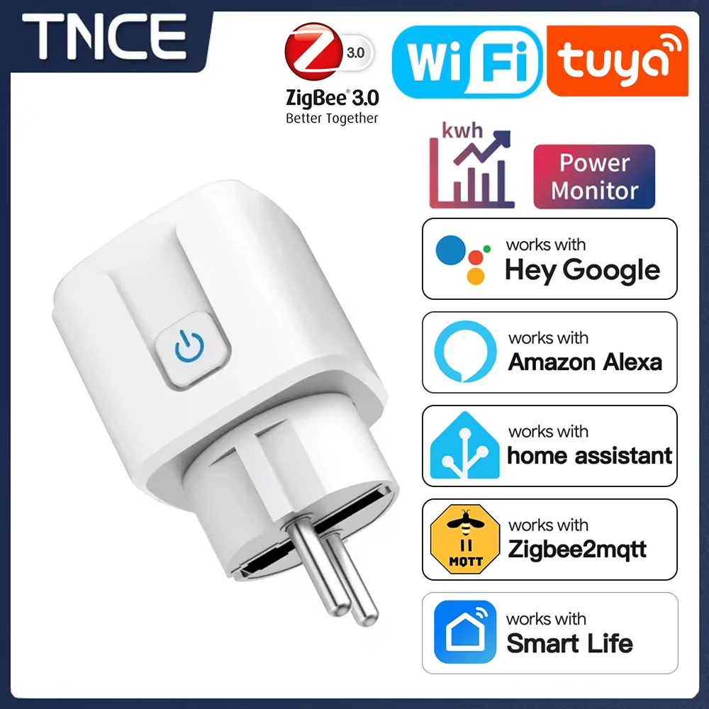 TNCE Tuya Smart Plug EU 16A20A With Power Monitoring WiFi Or Zigbee30 Voice Control 0