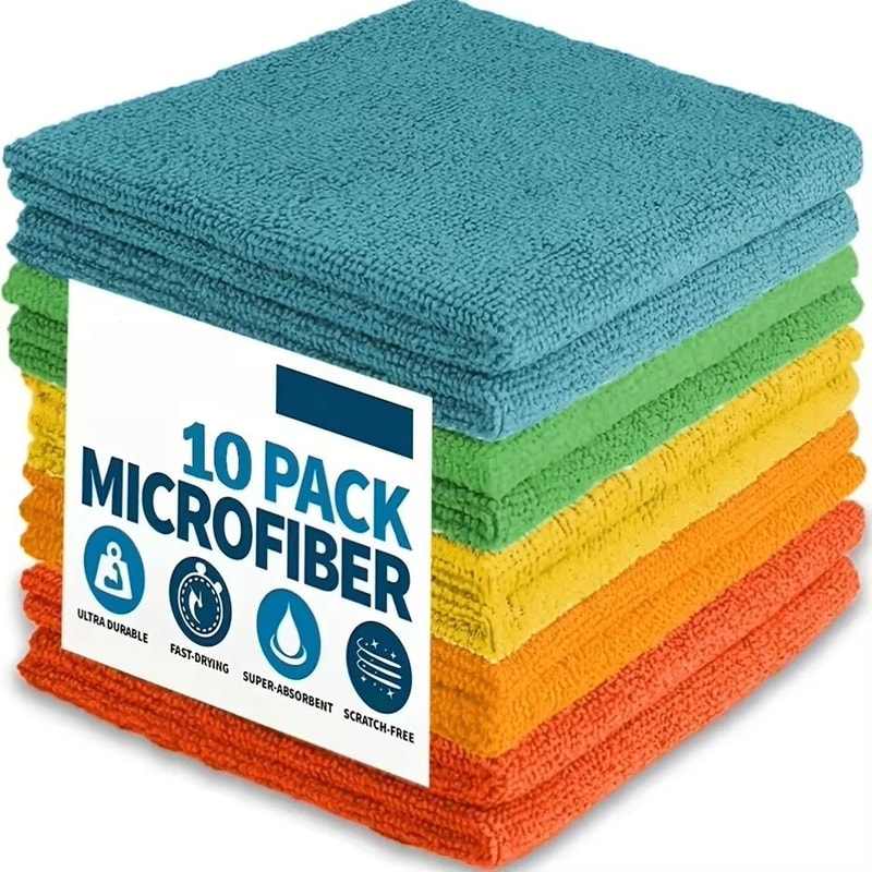 Ultra Fine Microfiber Kitchen Towel Set Absorbent Light Gray Cleaning Cloths 5 10 20pcs 9