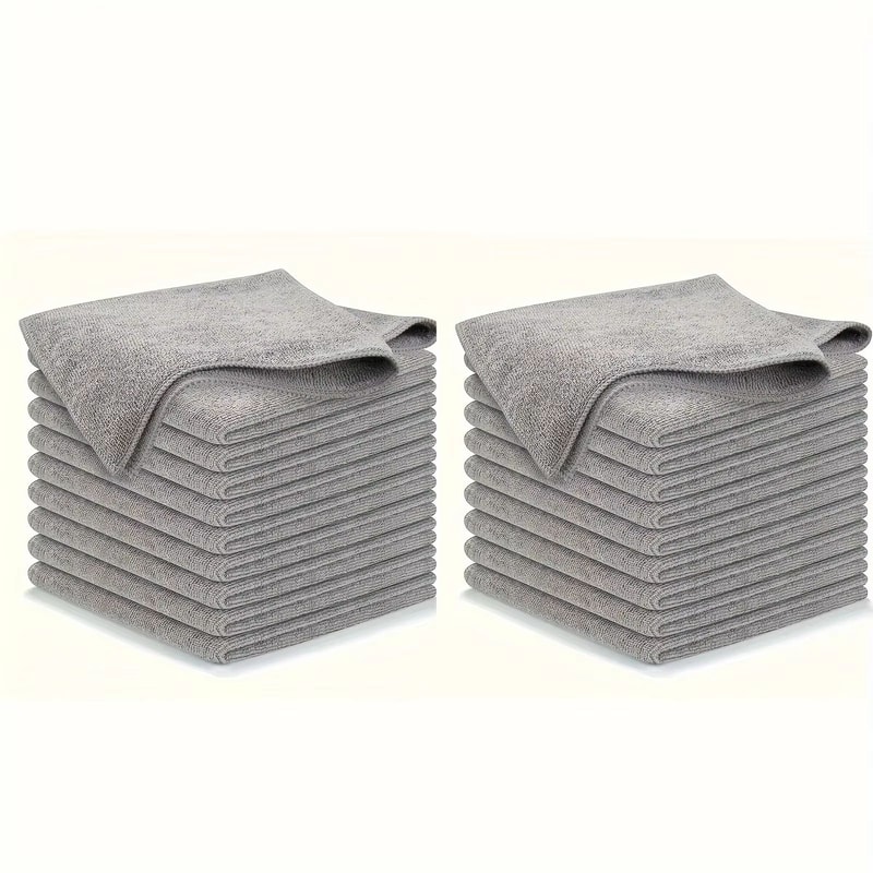 Ultra Fine Microfiber Kitchen Towel Set Absorbent Light Gray Cleaning Cloths 5 10 20pcs 15