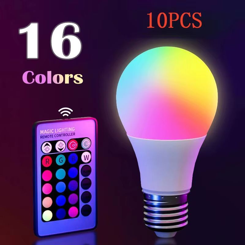16Color RGB LED Bulb With 24Key Remote Dimmable Color Changing Light Bulb E27 220V 9