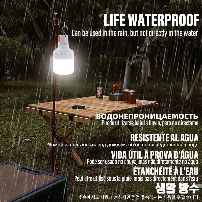 Portable Rechargeable LED Camping Lantern Dimmable Tent Light With Hook 3