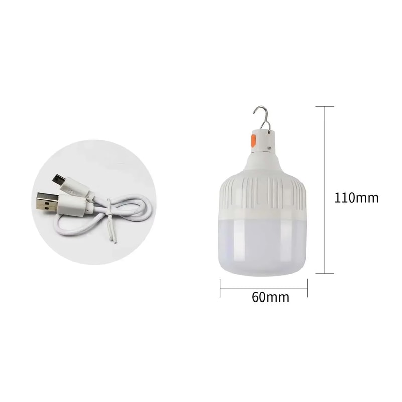 Portable Rechargeable LED Camping Lantern Dimmable Tent Light With Hook 6
