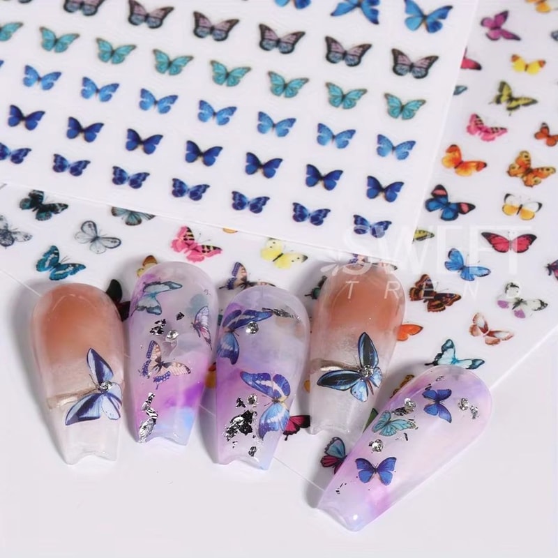3Piece Luminous Butterfly Nail Decal Stickers GlowInTheDark Nail Art Set 5