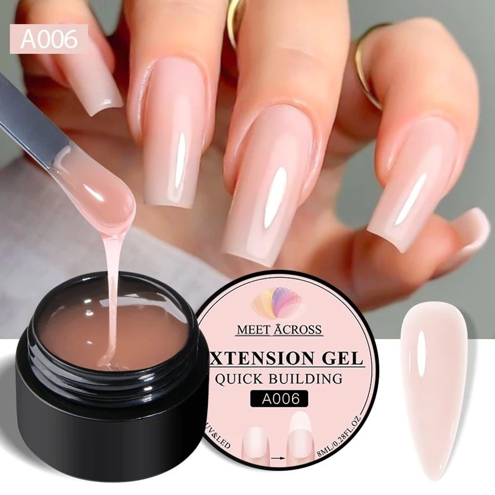 MEET ACROSS Milk White Quick Extension Gel Nail Polish 8 Ml 3