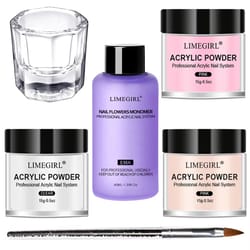 40ml crystal liquid & 45ml acrylic powder nail kit – beginner acrylic nail set (pink, white, transparent)