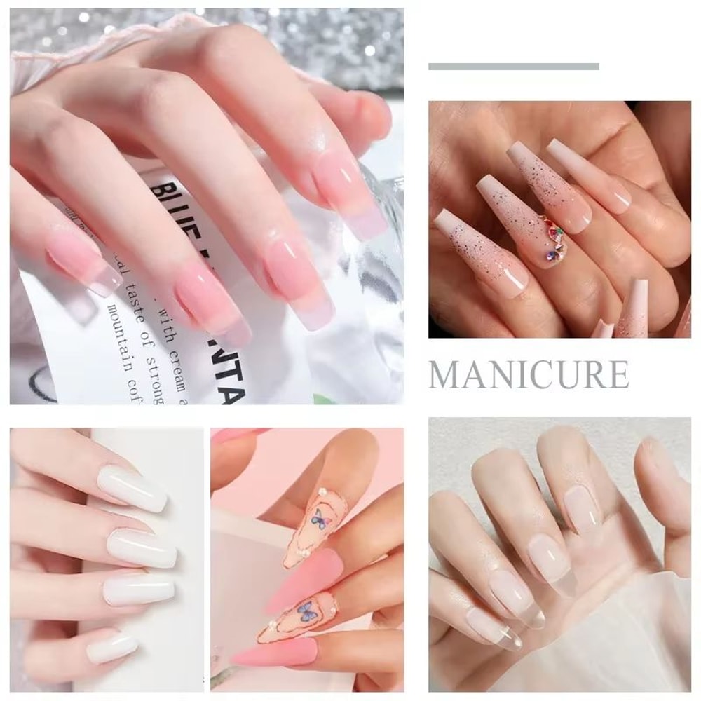 40ml Crystal Liquid 45ml Acrylic Powder Nail Kit Beginner Acrylic Nail Set Pink White Transparent 5