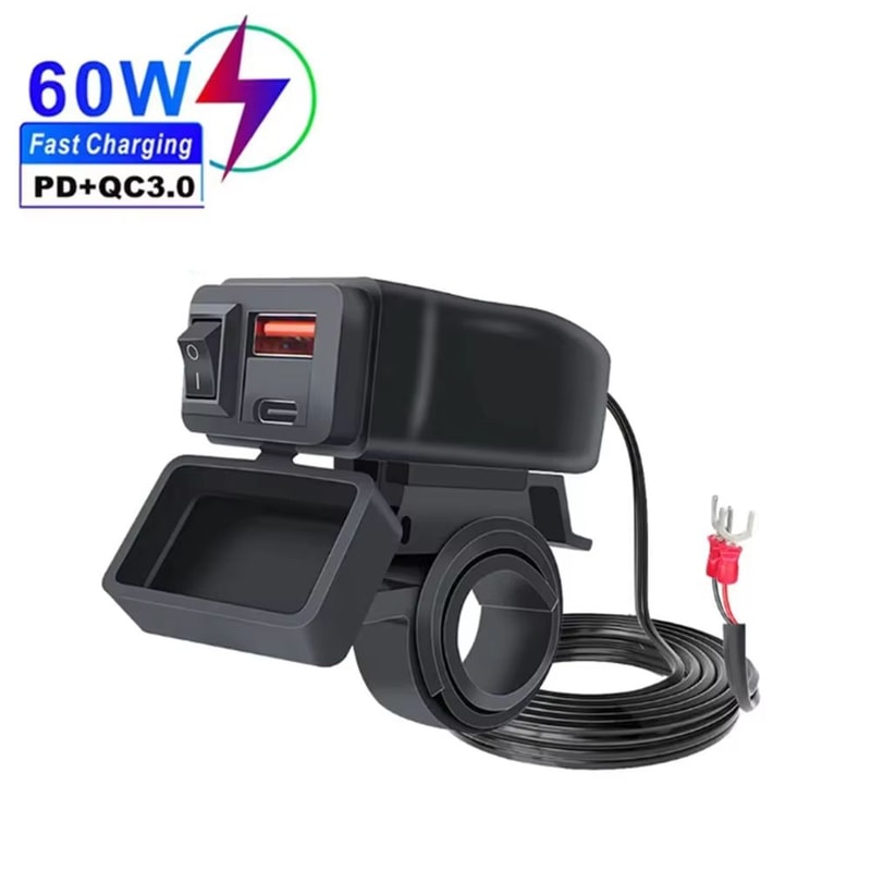PD QC30 Motorcycle USB Fast Charger 60W Dual Handlebar Power Adapter 7