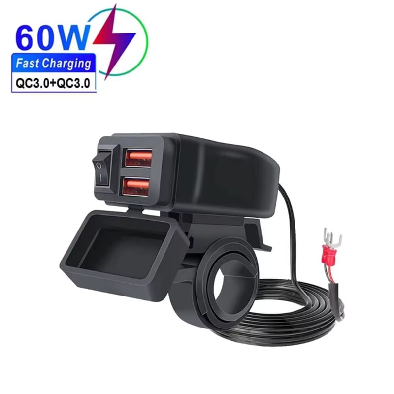 PD QC30 Motorcycle USB Fast Charger 60W Dual Handlebar Power Adapter 8