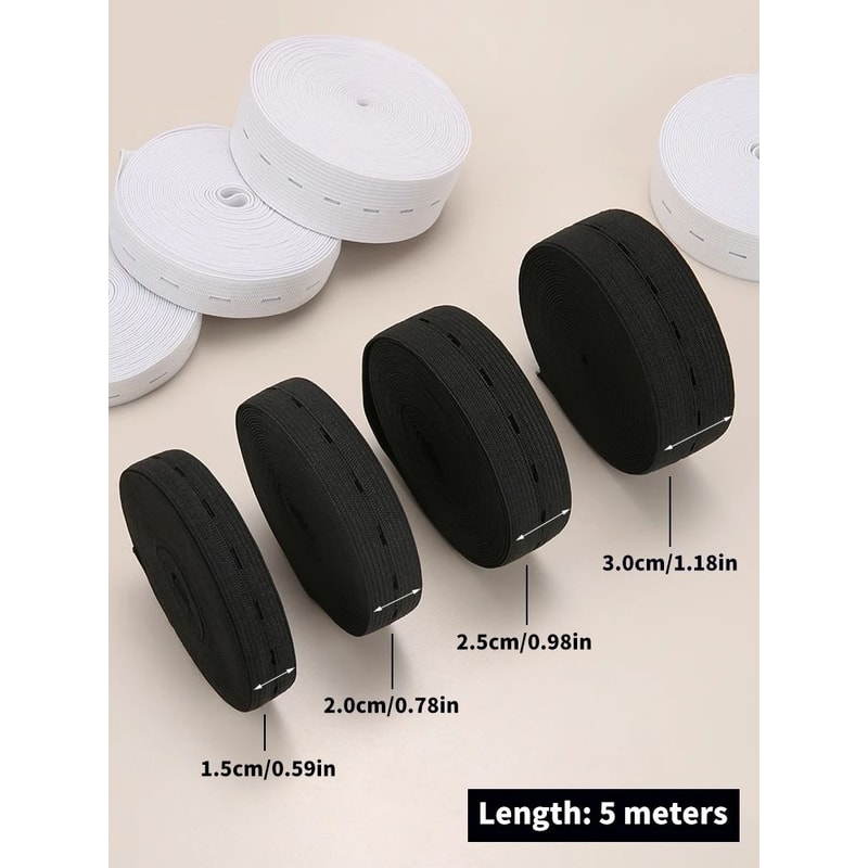 5M Button Hole Elastic Belt Braided Stretch Belt For DIY Sewing Accessories 2