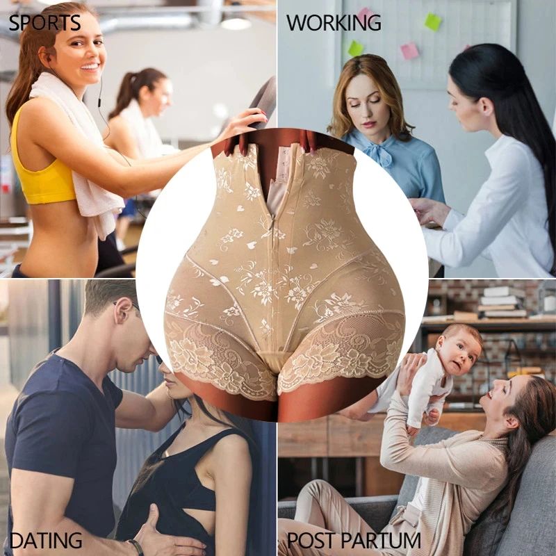 YBFDO Women High Waist Zipper Shaper Panties Tummy Control Waist Trainer Shorts 3