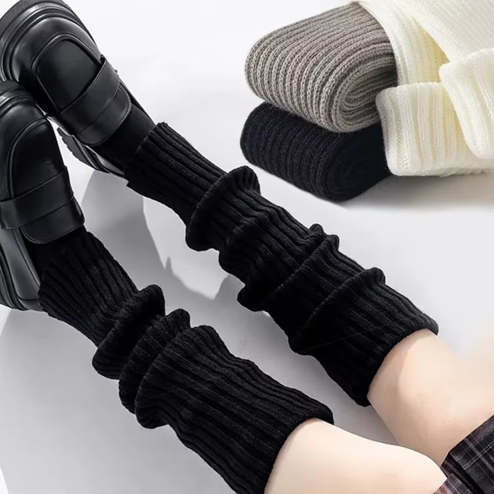 Y2K Womens Wool Knitted Leg Warmers Japanese Lolita Long Socks Boot Cuffs Autumn Winter Foot And Ar 2