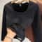 Womens Long Sleeve Thermal Underwear Top Square Collar Fleece Basic Pullover Winter Shirt 6