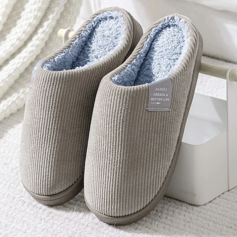 Womens Mens Casual Thick Soft Bottom Home Plush Slippers AntiSlip Thermal Indoor Winter Flats 2