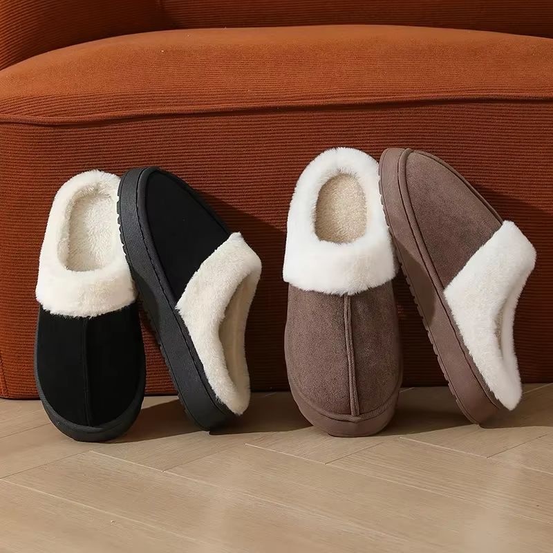 Womens Plush Winter Outdoor Thick Sole NonSlip Fur Flip Flop Slippers Unisex House Shoes 3