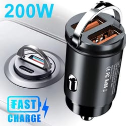 100w/200w qc3.0 pd mini car charger 12-24v fast charging usb type-c adapter for iphone samsung huawei xiaomi power