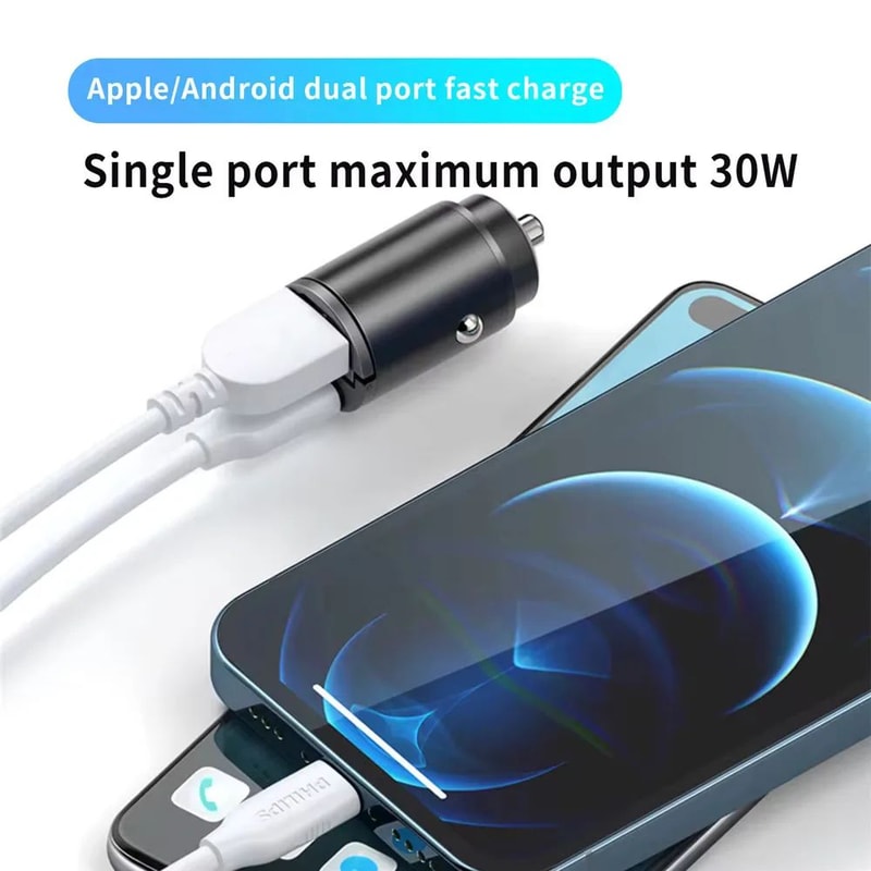 100W200W QC30 PD Mini Car Charger 1224V Fast Charging USB TypeC Adapter For IPhone Samsung Huawei X 2
