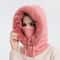 Womens Winter Fur Cap Mask Set Hooded Knitted Cashmere Neck Warm Balaclava Ski Windproof Plush Fluf 11