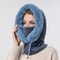 Womens Winter Fur Cap Mask Set Hooded Knitted Cashmere Neck Warm Balaclava Ski Windproof Plush Fluf 13