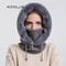 Womens Winter Fur Cap Mask Set Hooded Knitted Cashmere Neck Warm Balaclava Ski Windproof Plush Fluf 2