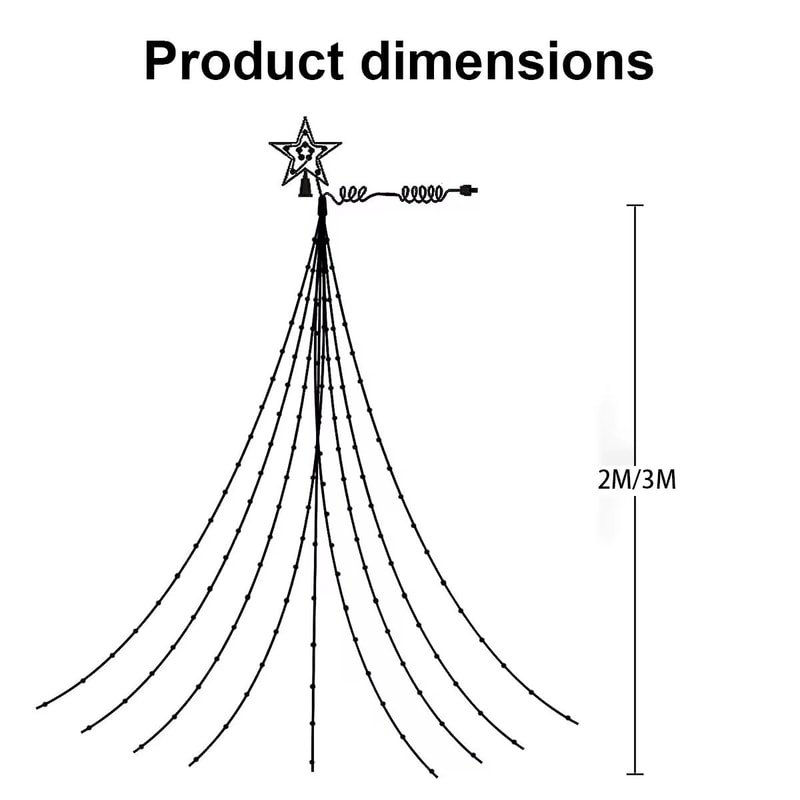 SolarFest Christmas Pentagram Waterproof String Lights LED Outdoor Solar Fairy Lights 8 Modes 5