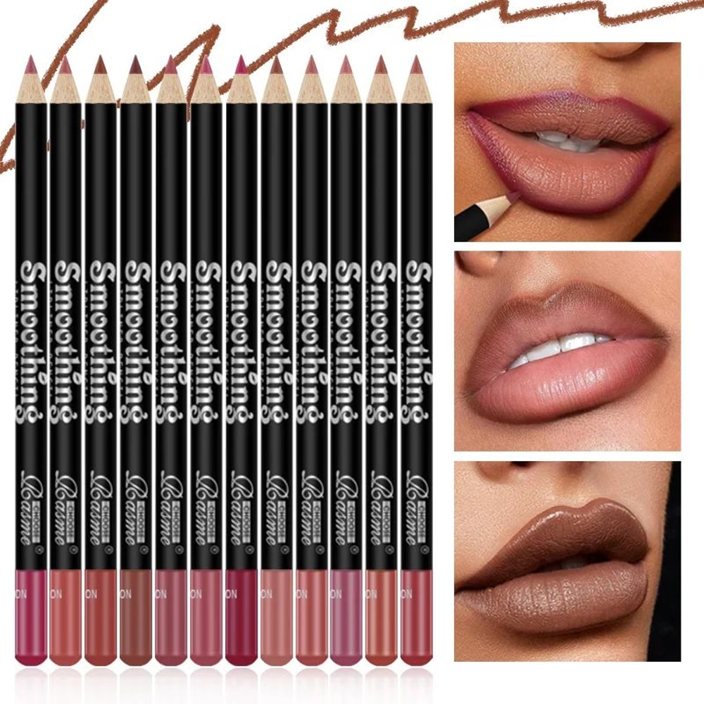 ColorLux 12Piece Professional Lip Liner Matte Lip Pencil Set Nude Vibrant Shades 3