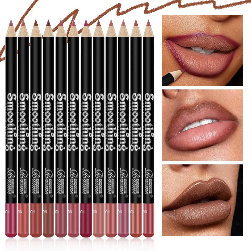 ColorLux 12Piece Professional Lip Liner Matte Lip Pencil Set Nude Vibrant Shades 3