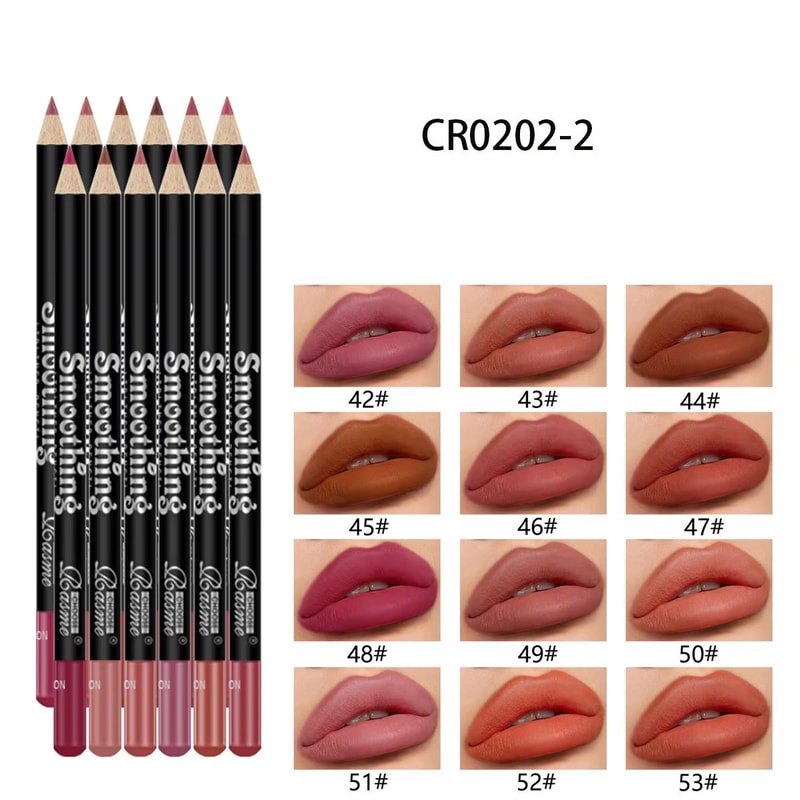 ColorLux 12Piece Professional Lip Liner Matte Lip Pencil Set Nude Vibrant Shades 8
