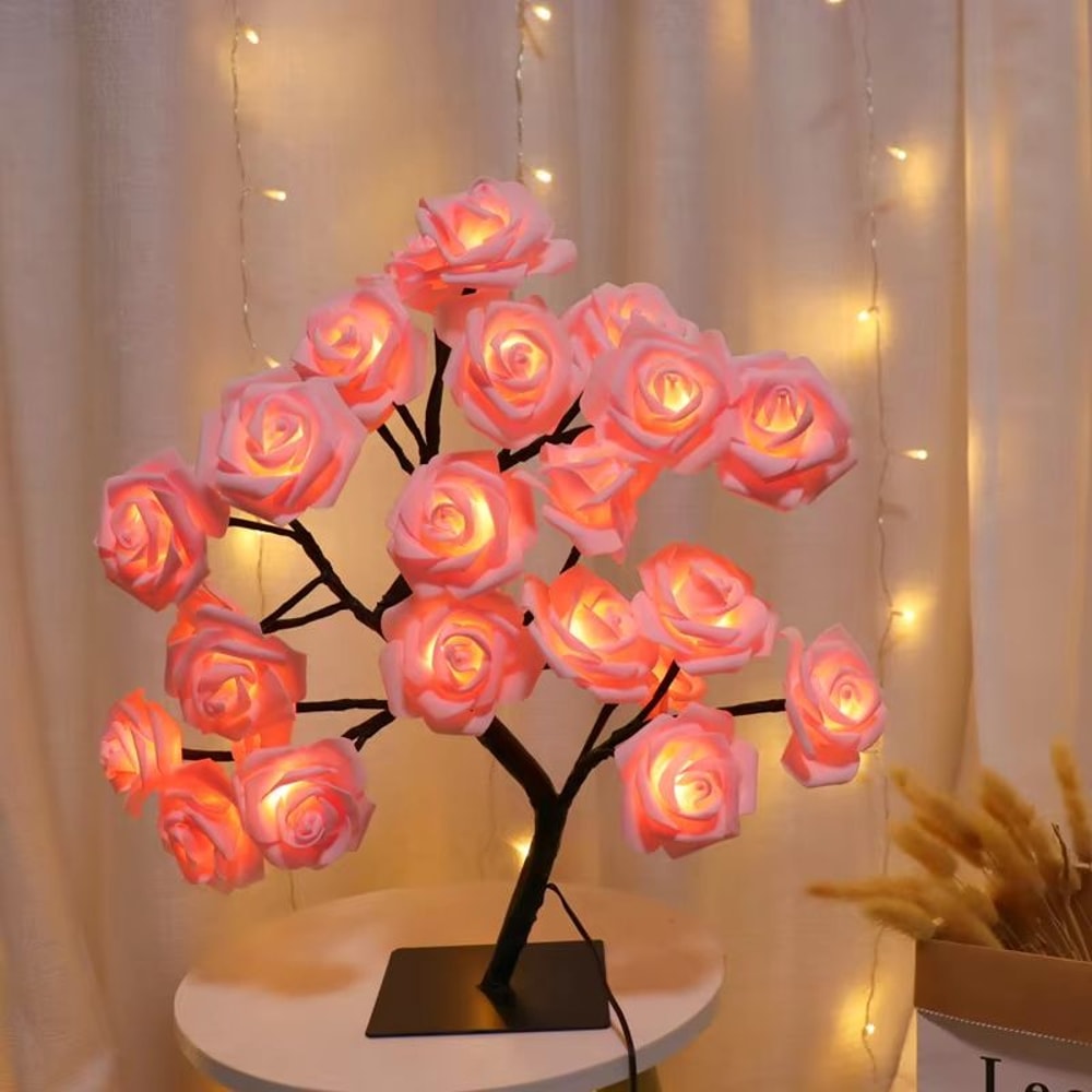 GlowJoy 36108LED Rose String Table Tree Night Lights USB Powered Decorative Lamp 6