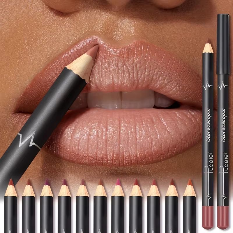 HydraTint 12Color Waterproof Matte Lipliner Pencil Set Red Contour LongLasting Lip Tint 0