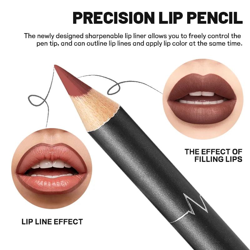 HydraTint 12Color Waterproof Matte Lipliner Pencil Set Red Contour LongLasting Lip Tint 2