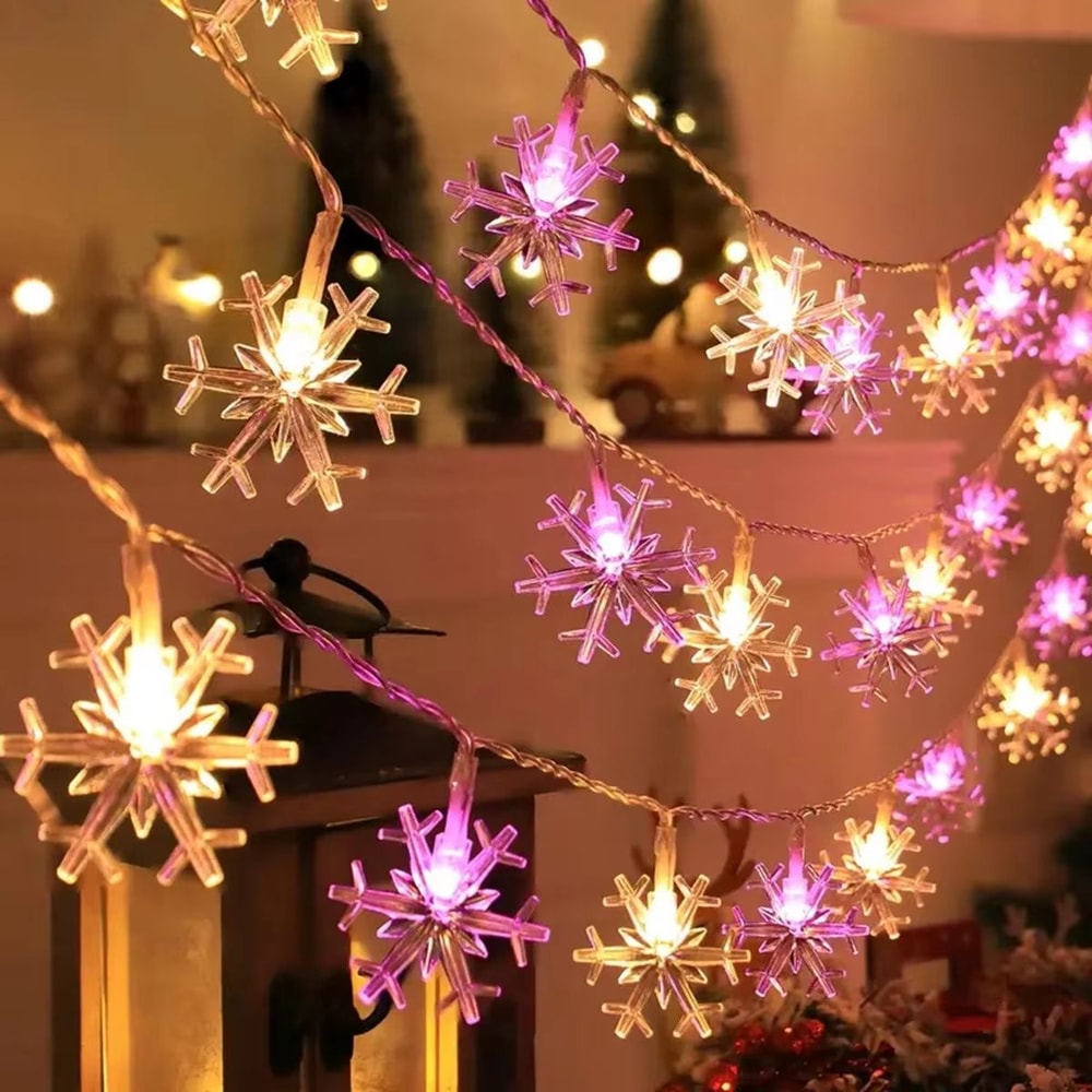 WinterGlow LED Christmas Snowflake String Light Indoor Outdoor Hanging Decorative Fairy Lights 3