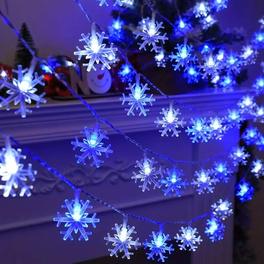 WinterGlow LED Christmas Snowflake String Light Indoor Outdoor Hanging Decorative Fairy Lights 8