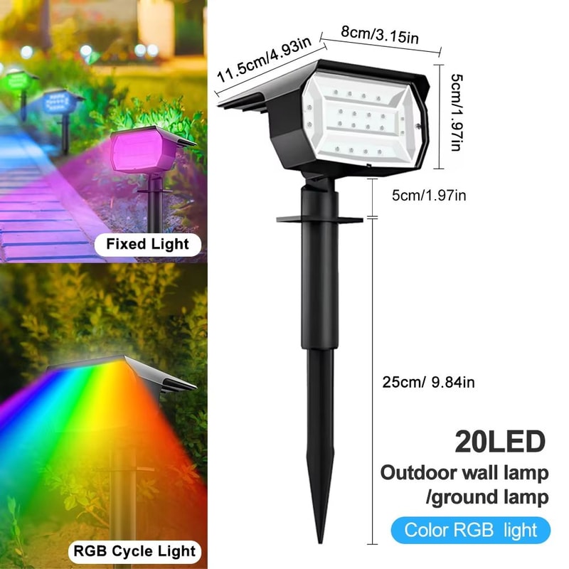 SolarGlow RGB Outdoor Spotlight 37 LED Waterproof Landscape Wall Light 6
