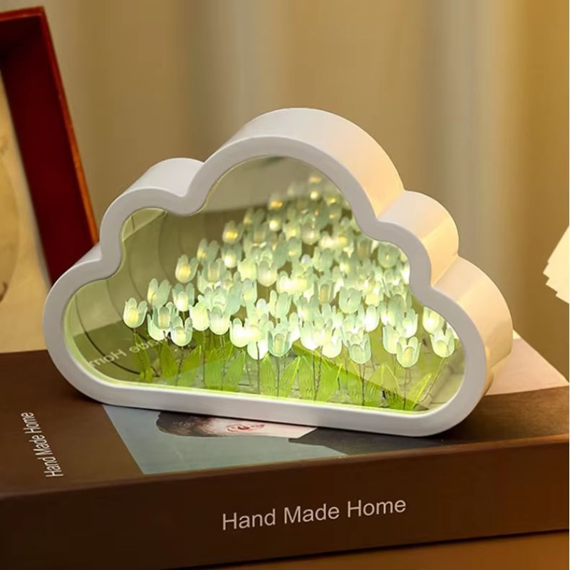 Cloud Tulip Mirror LED Night Light Handmade DIY Flower Atmosphere Table Lamp 7