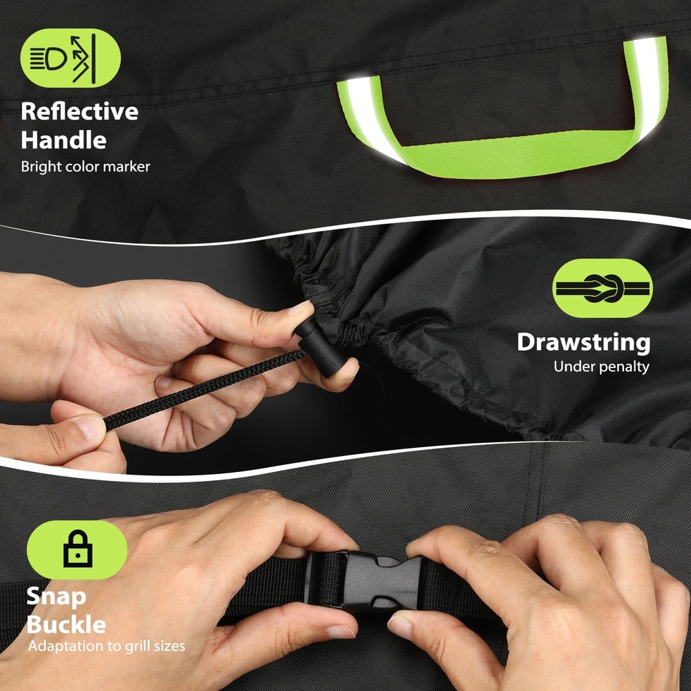 Heavy Duty BBQ Grill Cover In Oxford Fabric With Reflective Strips Waterproof And UV Resistant 2